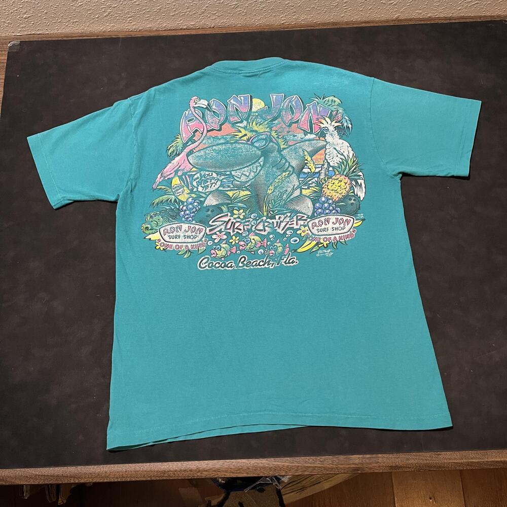 Vintage Ron Jon Surf Shop Shirt Mens Large Selvedge Pocket Anime Florida 1970s